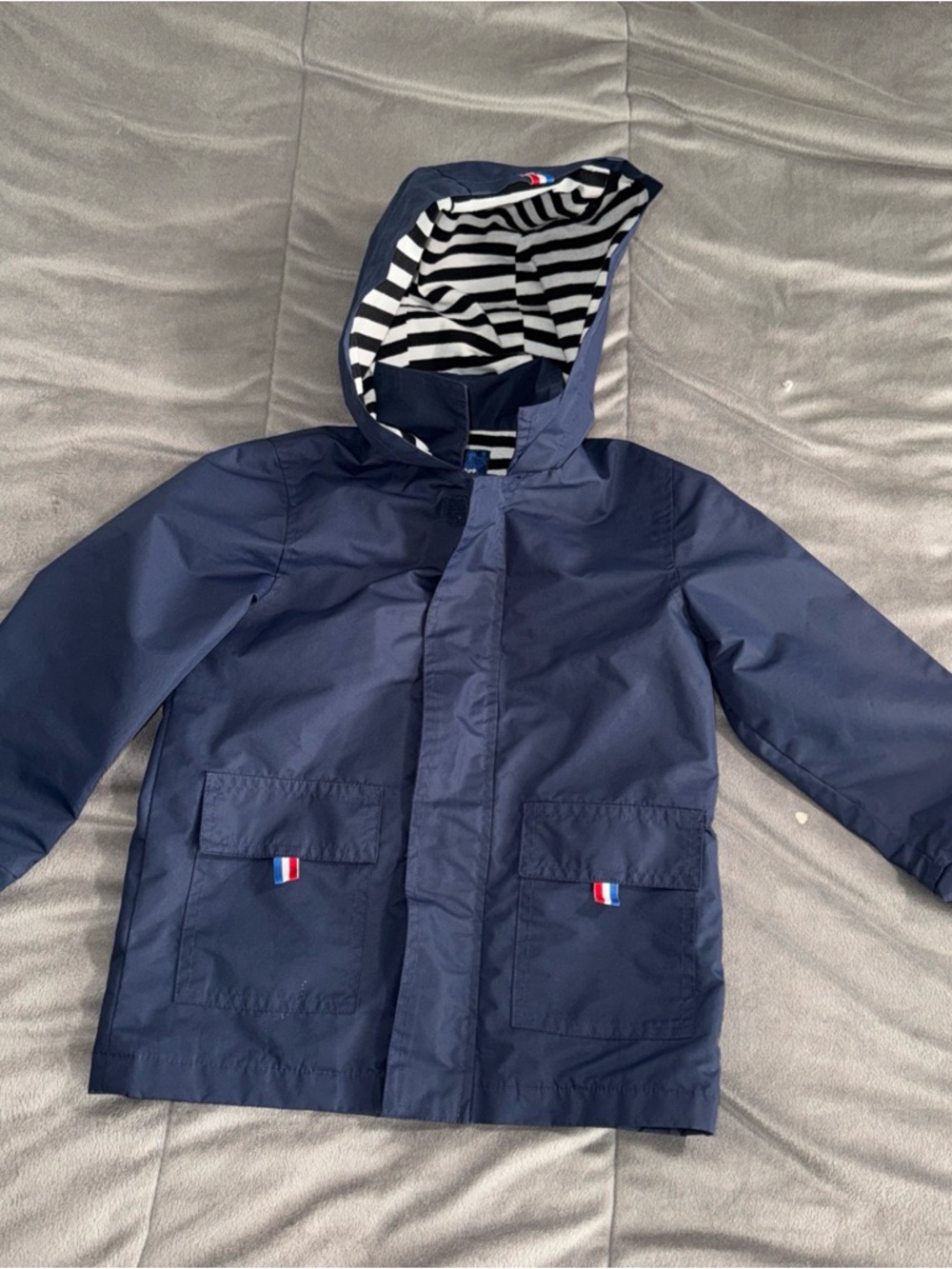 Hiheart boys unisex Kids' Navy Hooded windbreaker Raincoat Sz EU 110 US 4T